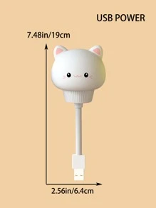 1 pieza de luz de noche de gato de dibujos animados con control remoto, linda luz de noche USB de dibujos animados Led ilumina tu dormitorio - Amarillo - Ver 3