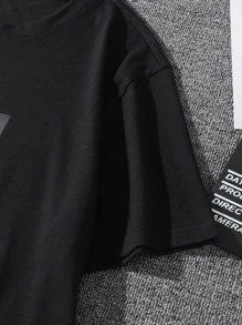 Manfinity Hombres Camiseta con estampado de slogan - Negro - Ver 5