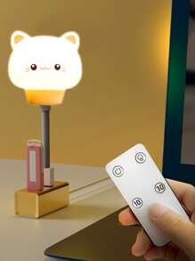 1 pieza de luz de noche de gato de dibujos animados con control remoto, linda luz de noche USB de dibujos animados Led ilumina tu dormitorio - Amarillo - Ver 7