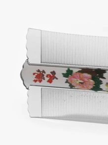 Uso seco húmedo Peine dientes anchos 1 pieza Plástico mediano Elegante Estampado floral Rectangular/Cuadrado Doble cara Dientes finos Lavable Fácil almacenamiento Para mujeres y hombres Para mujeres Mamá Esposa Hermana Adolescente Amiga - Multicolor - Ver 2