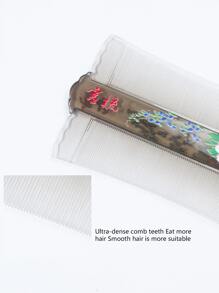 Uso seco húmedo Peine dientes anchos 1 pieza Plástico mediano Elegante Estampado floral Rectangular/Cuadrado Doble cara Dientes finos Lavable Fácil almacenamiento Para mujeres y hombres Para mujeres Mamá Esposa Hermana Adolescente Amiga - Multicolor - Ver 5