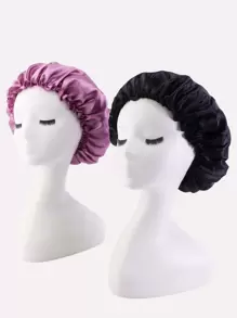 2pcs Solid Hair Bonnet Hair Sleep Cap - Multicolor - View 1