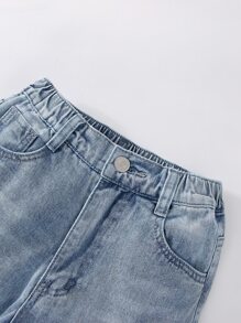 Boys Ripped Frayed Patched Detail Tapered Jeans - Light Wash - View 5