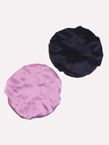 2pcs Solid Hair Bonnet Hair Sleep Cap - Multicolor - View 2