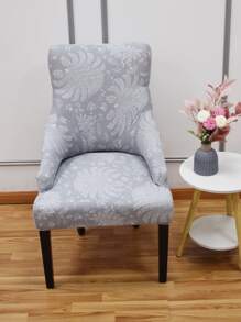 1pc Plant Print Stretchy Dining Chair Slipcover - Multicolor - View 6