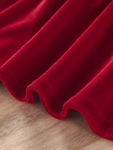 Baby Puff Sleeve Frill Neck Zipper Back Dress - Burgundy - View 7