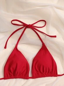 Swim Vcay 2 Pieces Women's Solid Color Halter Tie Sexy Bikini Set, Beach Holiday 2025 Summer