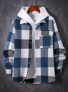 Manfinity Men 1pc Buffalo Plaid Print Flap Pocket Overcoat - Multicolor - View 9