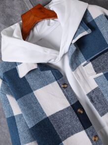 Manfinity Men 1pc Buffalo Plaid Print Flap Pocket Overcoat - Multicolor - View 3