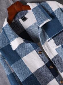 Manfinity Men 1pc Buffalo Plaid Print Flap Pocket Overcoat - Multicolor - View 6