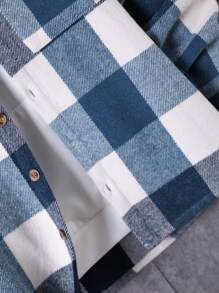 Manfinity Men 1pc Buffalo Plaid Print Flap Pocket Overcoat - Multicolor - View 7