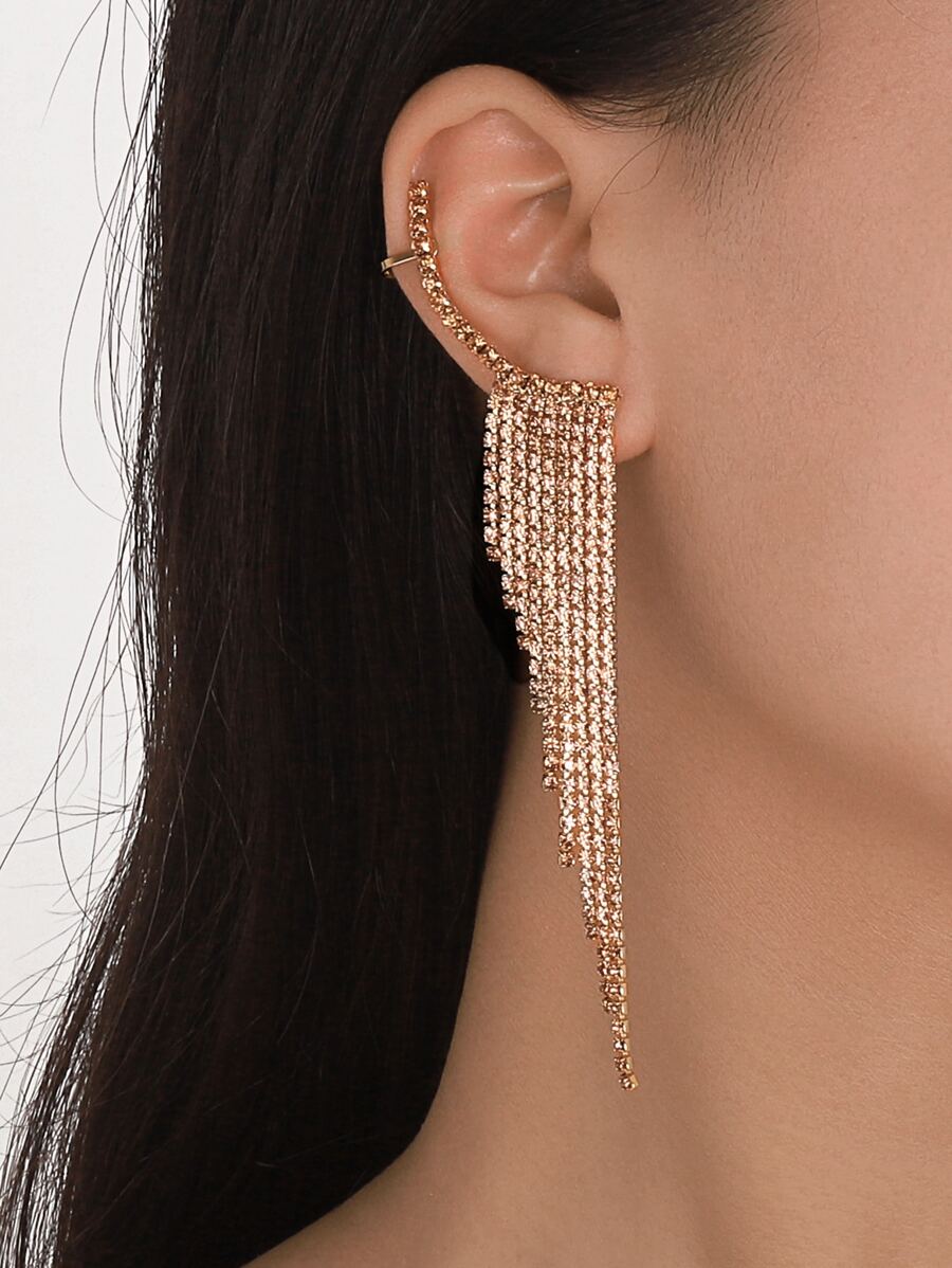 Mydear 水鑽流蘇耳墜 - 香檳色 - 查看 1