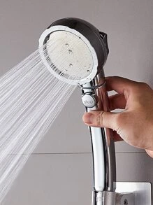1pc ABS Showerhead, Classic Silver Handheld Shower Sprinkler For Bathroom - Silver - View 2