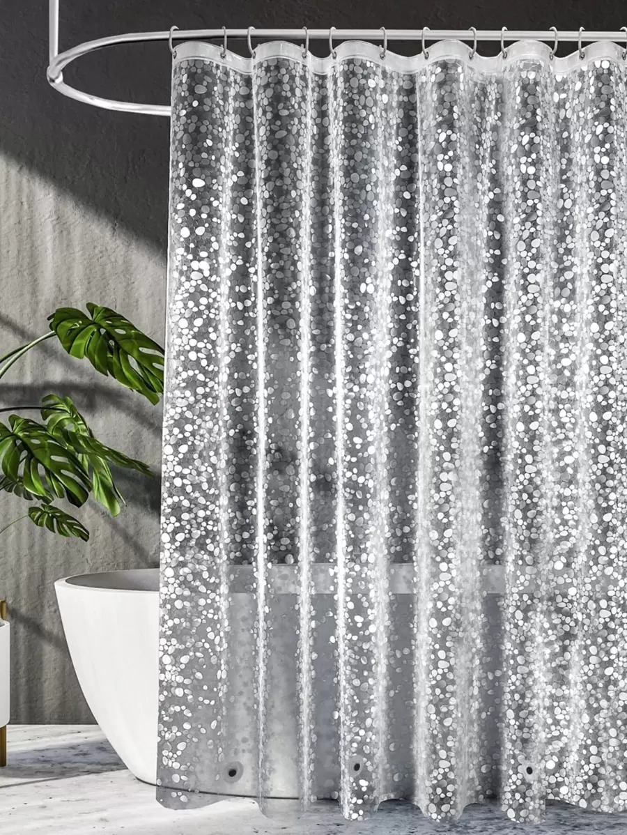 Stone Print Waterproof Shower Curtain - Clear - View 1