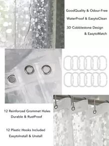 Stone Print Waterproof Shower Curtain - Clear - View 5