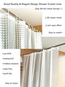 1入組71英寸x71英寸防水北歐浴簾套裝帶12入組掛鉤 - 無色 - 查看 7