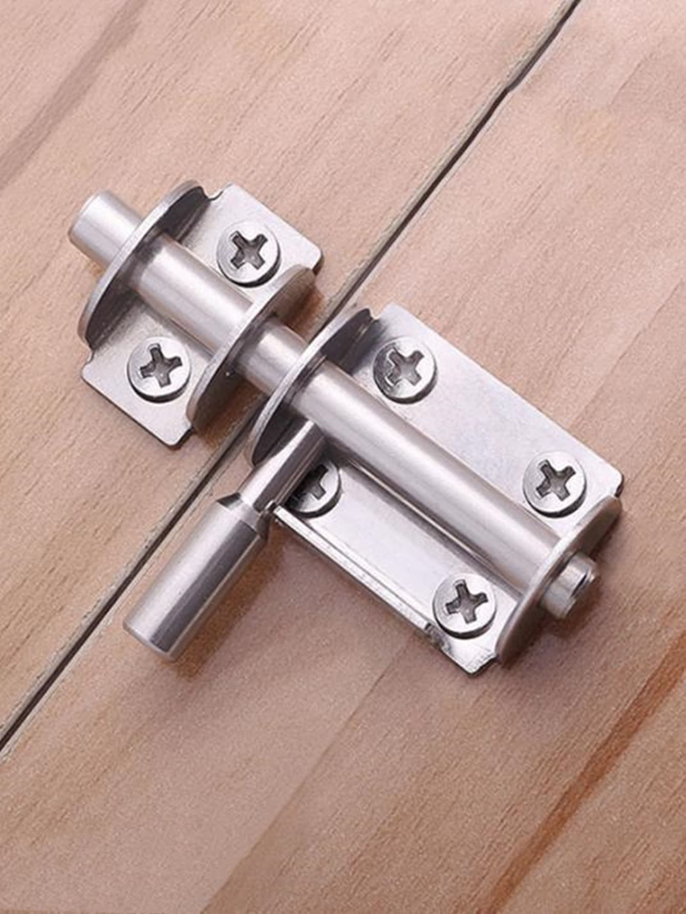 1pc Stainless Steel Door Lock - Silver - View 1
