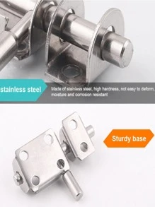 1pc Stainless Steel Door Lock - Silver - View 6