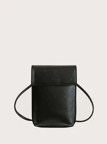 Bolso bandolera minimalista ligero, de solapa, con estilo fashionable para trabajadores de cuello blanco, universidad, trabajo, negocios, viajes, oficina, como regalo de aniversario, día de San Valentín, cumpleaños o para maestros. Bolsa/cartera/monedero para teléfono, iPhone, para mujeres - Negro - Ver 1