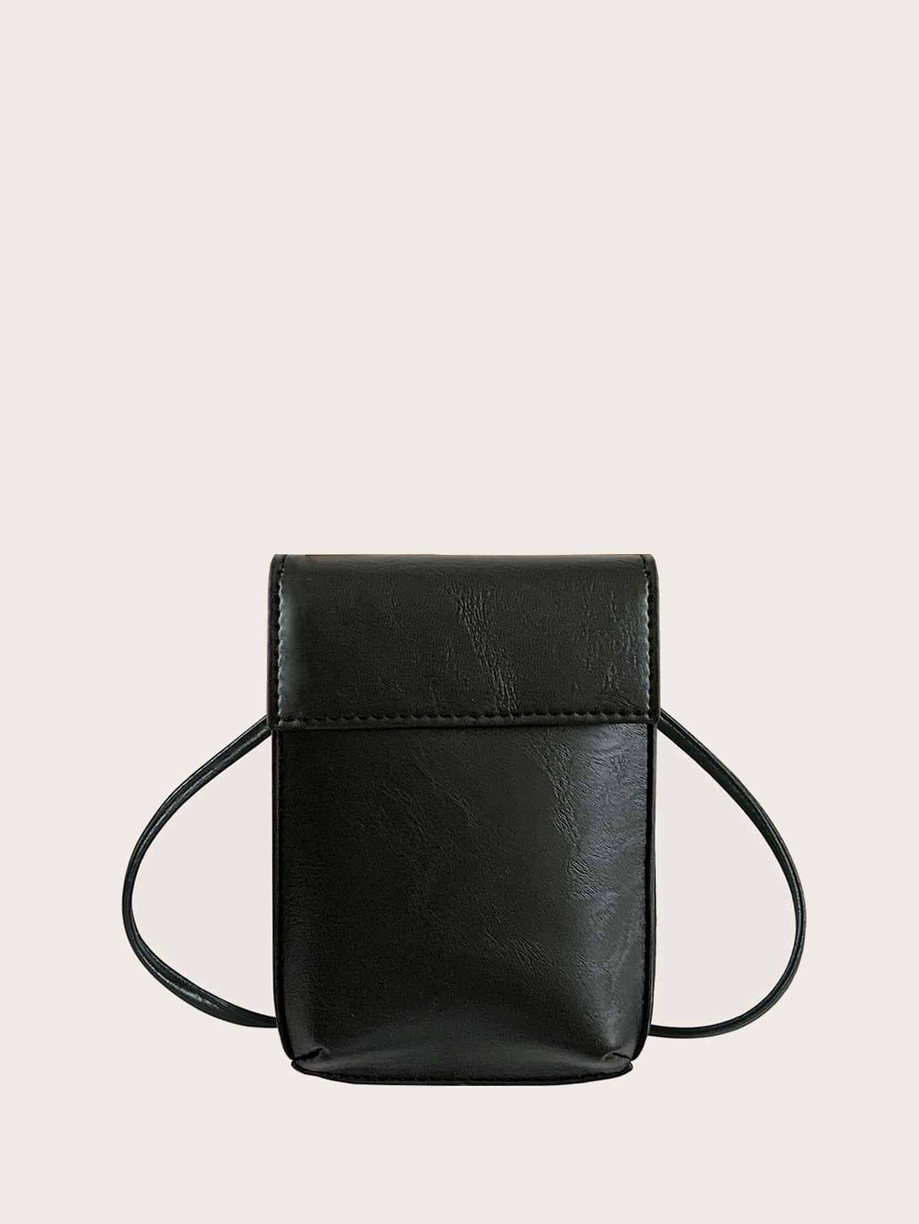 Bolso bandolera minimalista ligero, de solapa, con estilo fashionable para trabajadores de cuello blanco, universidad, trabajo, negocios, viajes, oficina, como regalo de aniversario, día de San Valentín, cumpleaños o para maestros. Bolsa/cartera/monedero para teléfono, iPhone, para mujeres - Negro - Ver 1