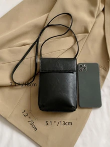 Bolso bandolera minimalista ligero, de solapa, con estilo fashionable para trabajadores de cuello blanco, universidad, trabajo, negocios, viajes, oficina, como regalo de aniversario, día de San Valentín, cumpleaños o para maestros. Bolsa/cartera/monedero para teléfono, iPhone, para mujeres - Negro - Ver 4