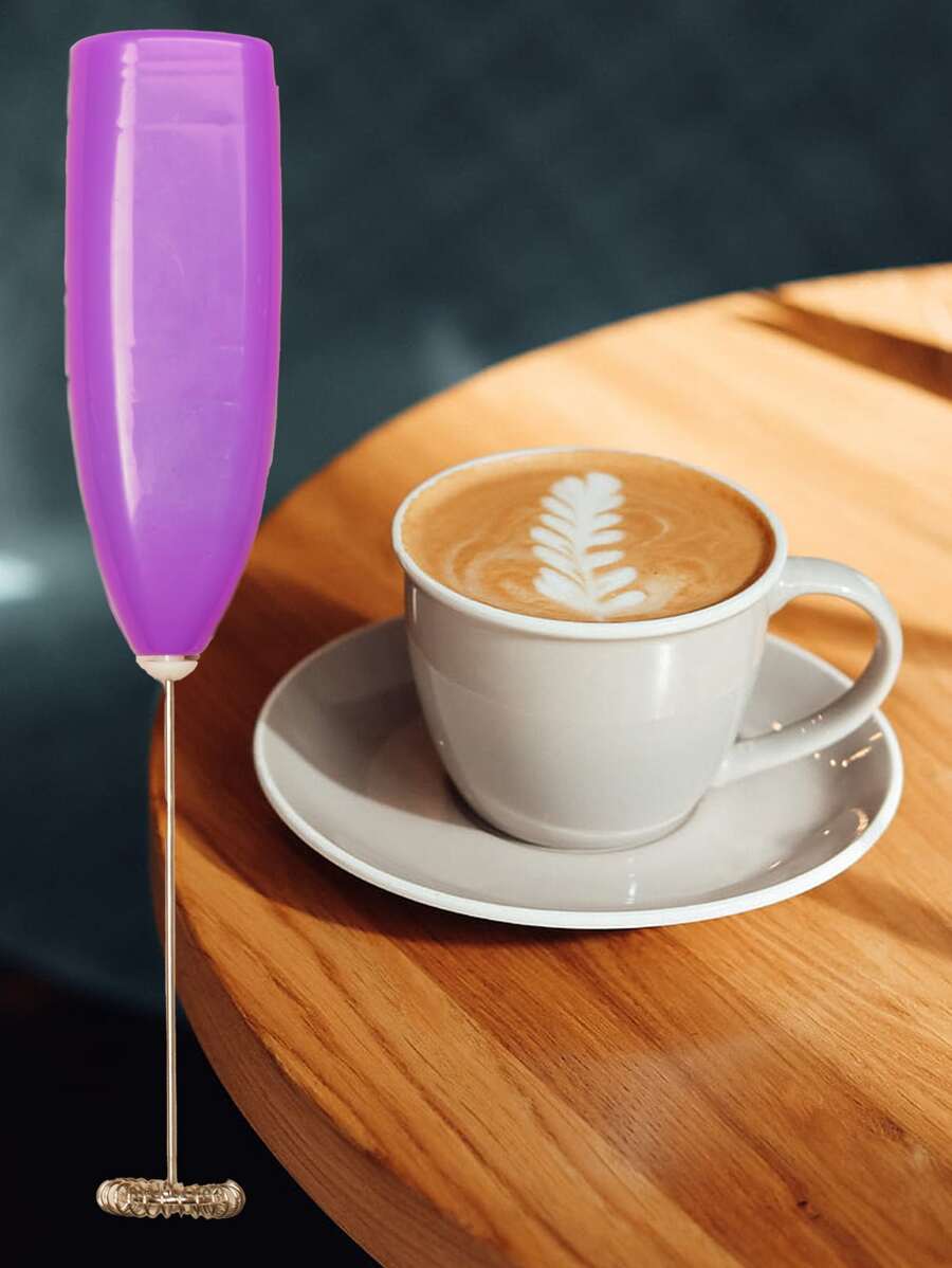 1入組多功能電動奶泡器黑色手持式電池供電打蛋器泡沫機適用於卡布奇諾拿鐵冰沙抹茶熱巧克力迷你飲品攪拌機 - 紫色 - 查看 1