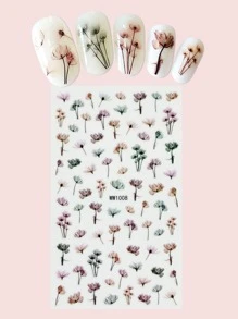 1 hoja Pegatina de arte de uña floral - Multicolor - Ver 3