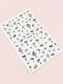 1 hoja Pegatina de arte de uña floral - Multicolor - Ver 4