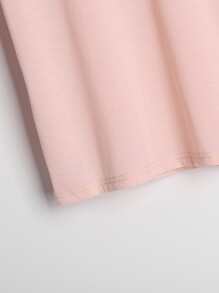 INAWLY Áo thun màu trơn Giải trí - Màu Hồng baby - Xem 3