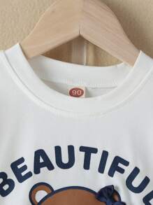 Souflis Souflis Camiseta Y Falda De Dibujo Animado Y Gráfico De Letras Para Niñas Jóvenes - Azul y blanco - Ver 4