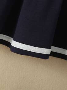 Souflis Souflis Camiseta Y Falda De Dibujo Animado Y Gráfico De Letras Para Niñas Jóvenes - Azul y blanco - Ver 5