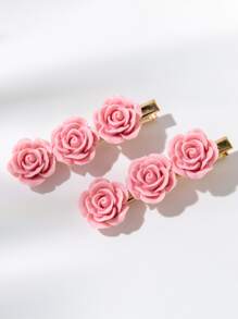 2pcs Flower Decor Alligator Hair Clip - Multicolor - View 3