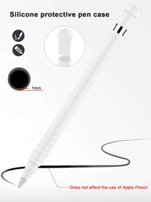 1pc Silicone Case Set Compatible With The 1st Generation Of Apple Pencil - White - View 3