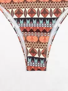 SHEIN Swim Summer Beach Graphic Print Halter Triangle Bikini - Multicolor - View 5