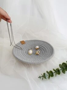 1pc Woven Jewelry Tray - Grey - View 6