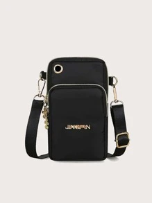 Yogodlns Mini bolso de hombro con bandolera, bolsillo de metal decorado en la parte delantera para cartera de teléfono, estuche para teléfono celular, moderno y ligero, con bolsillo para tarjetas de crédito, billetes de dinero y tarjeta de identificación, adecuado para negocios casuales, adecuado como regalo para el Día del Maestro, trabajos, viajes de negocios, vacaciones, oficina, para mujeres trabajadoras blancas, damas y como bolso de playa; regalo para el Día del Maestro, novias, mujeres, profesores. - Negro - Ver 1