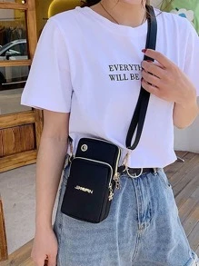 Yogodlns Mini bolso de hombro con bandolera, bolsillo de metal decorado en la parte delantera para cartera de teléfono, estuche para teléfono celular, moderno y ligero, con bolsillo para tarjetas de crédito, billetes de dinero y tarjeta de identificación, adecuado para negocios casuales, adecuado como regalo para el Día del Maestro, trabajos, viajes de negocios, vacaciones, oficina, para mujeres trabajadoras blancas, damas y como bolso de playa; regalo para el Día del Maestro, novias, mujeres, profesores. - Negro - Ver 3