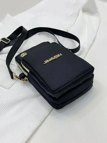Yogodlns Mini bolso de hombro con bandolera, bolsillo de metal decorado en la parte delantera para cartera de teléfono, estuche para teléfono celular, moderno y ligero, con bolsillo para tarjetas de crédito, billetes de dinero y tarjeta de identificación, adecuado para negocios casuales, adecuado como regalo para el Día del Maestro, trabajos, viajes de negocios, vacaciones, oficina, para mujeres trabajadoras blancas, damas y como bolso de playa; regalo para el Día del Maestro, novias, mujeres, profesores. - Negro - Ver 6