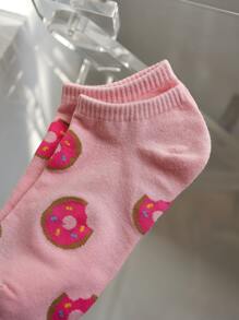 4 pares Calcetines tobilleros con estampado de postre