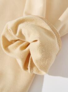 SHEIN Girls 1pc Eyelash & Letter Graphic Sweatshirt - Apricot - View 3