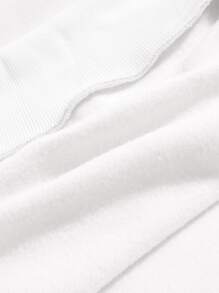 SHEIN EZwear Slogan & Mountain Print Thermal Pullover - White - View 3