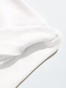 SHEIN EZwear Slogan & Mountain Print Thermal Pullover - White - View 6