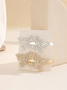 2入組蝴蝶水鑽裝飾鴨嘴夾 - 彩色 - 查看 1