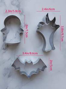 3 piezas Set Cortador para galletas Halloween - Plateado - Ver 4