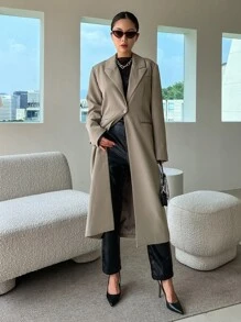 DAZY Áo khoác nữ cổ ve cài một nút, Quần áo nữ mùa thu - Màu Khaki - Xem 15