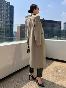 DAZY Áo khoác nữ cổ ve cài một nút, Quần áo nữ mùa thu - Màu Khaki - Xem 11