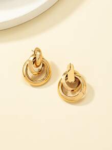 Ring Drop Earrings - Yellow Gold - View 4