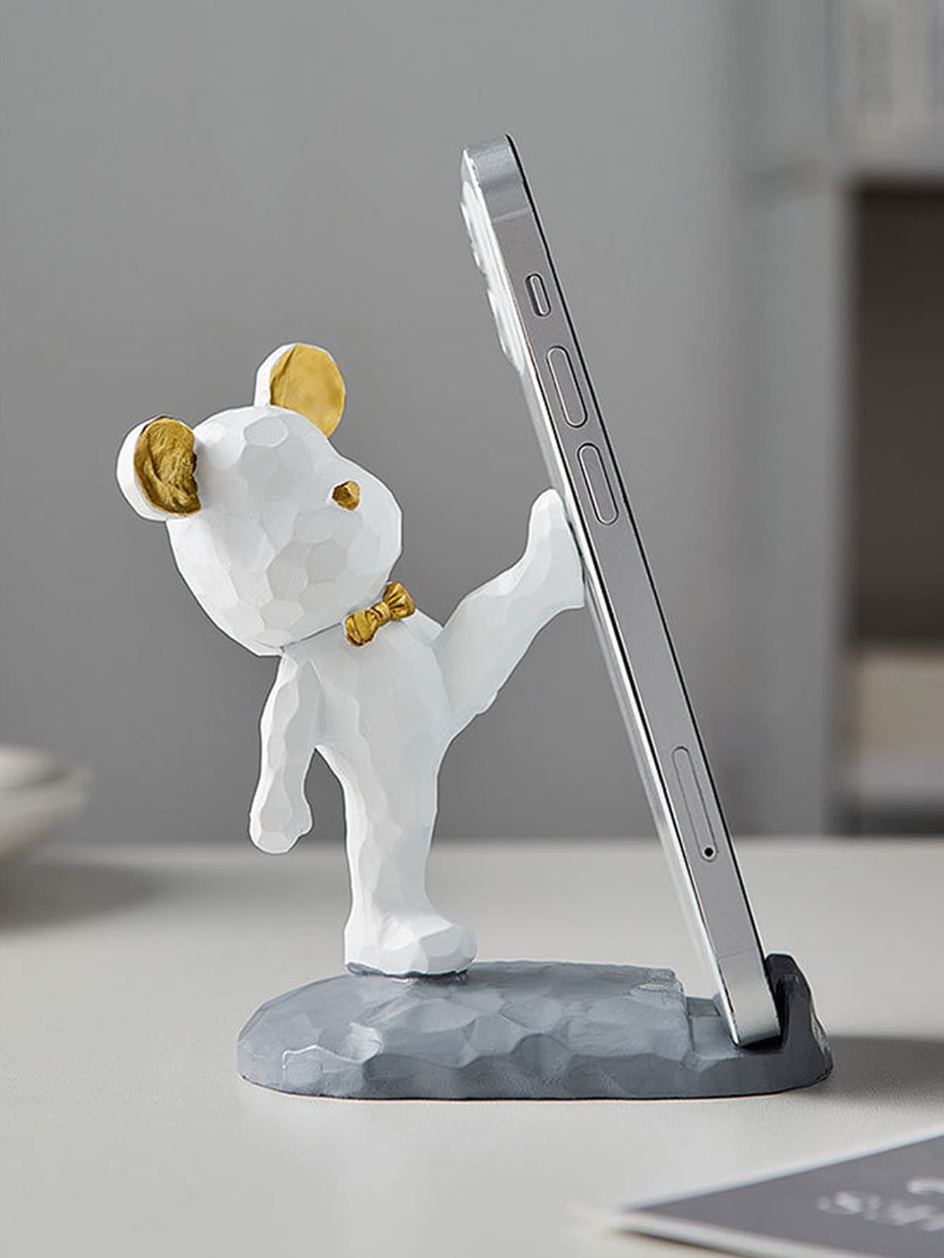 giá đỡ điện thoại di động thiết kế gấu - trắng - Xem 1