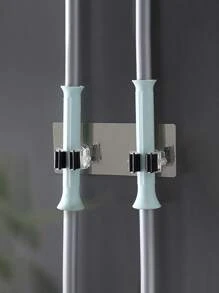 膠黏劑多用途鉤掛壁式拖把收納支架架刷掃帚衣架鉤廚房浴室強鉤 - 黑色 - 查看 5