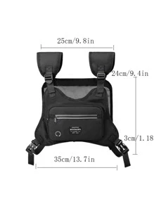 DINGXINYIZU Men Letter Graphic Chest Bag - Black - View 3